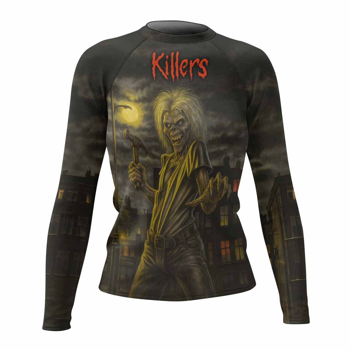 Midnight Slayer Women's Rash Guard Long Sleeve - front view mockup 