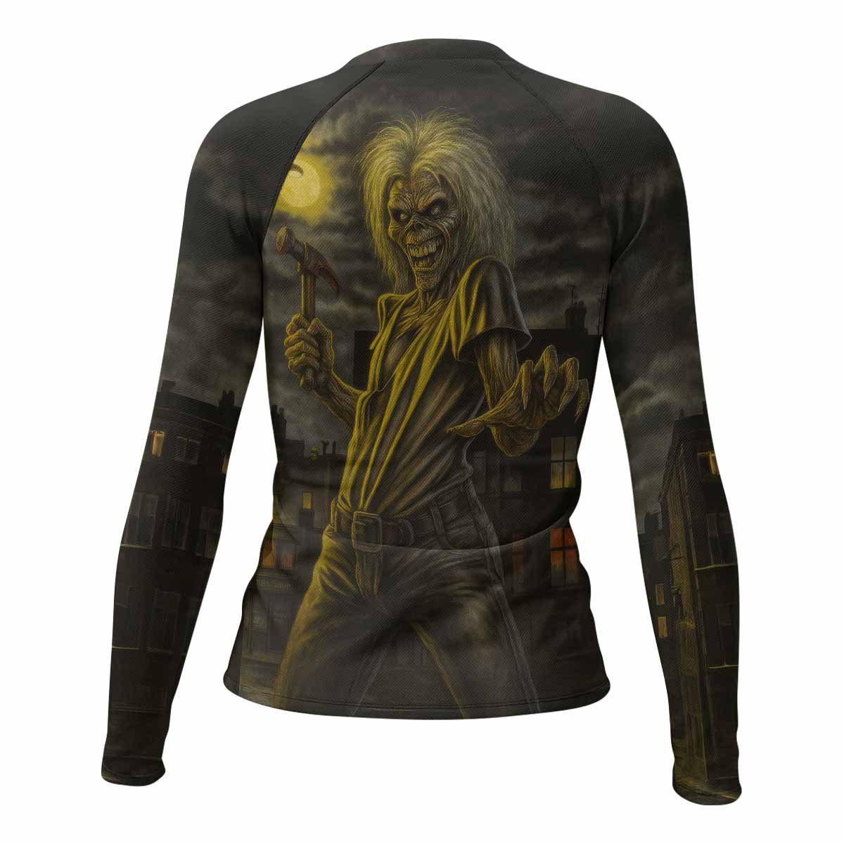 Midnight Slayer Women's Rash Guard Long Sleeve - back view mockup 