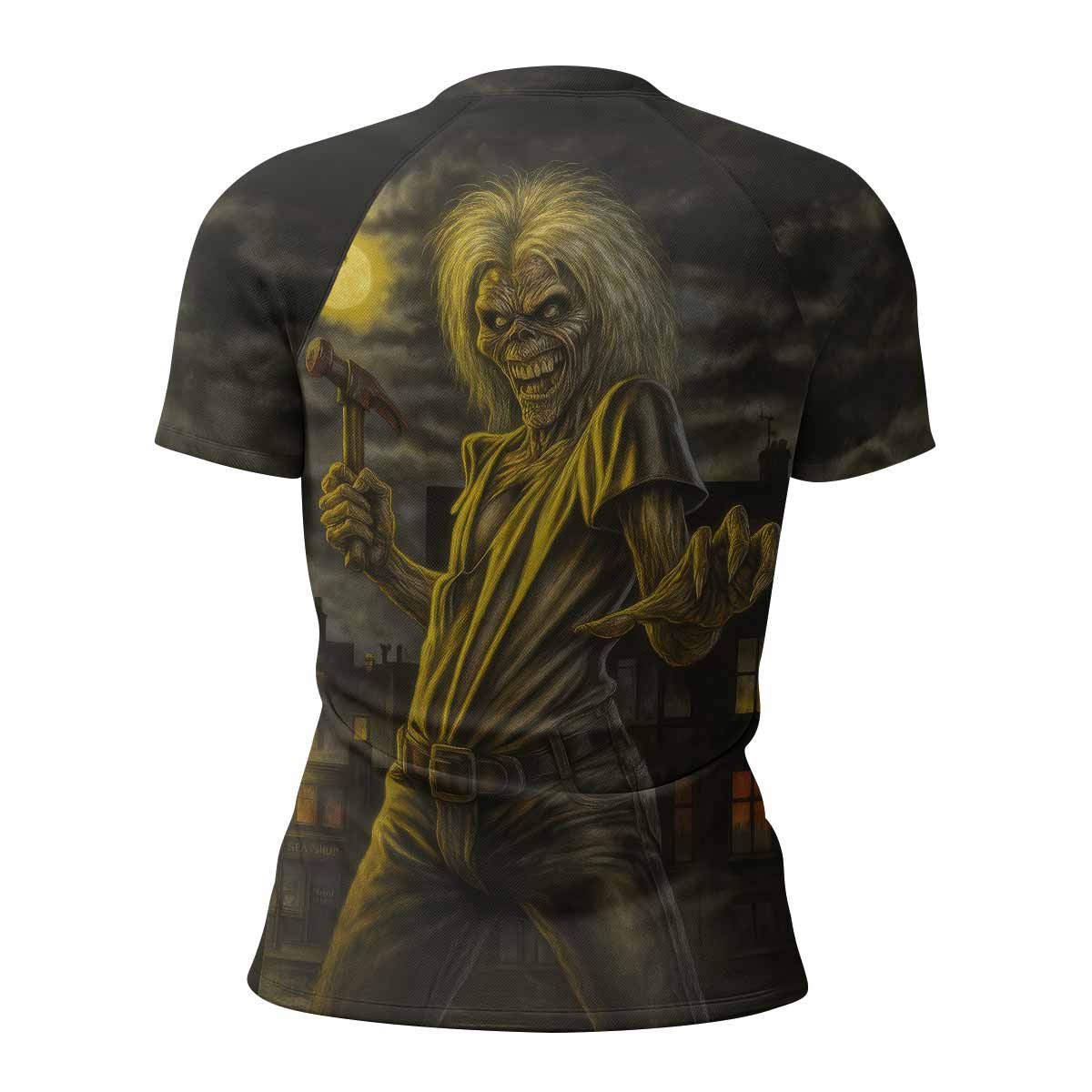 Midnight Slayer Women's Rash Guard Short Sleeve - back view mockup 