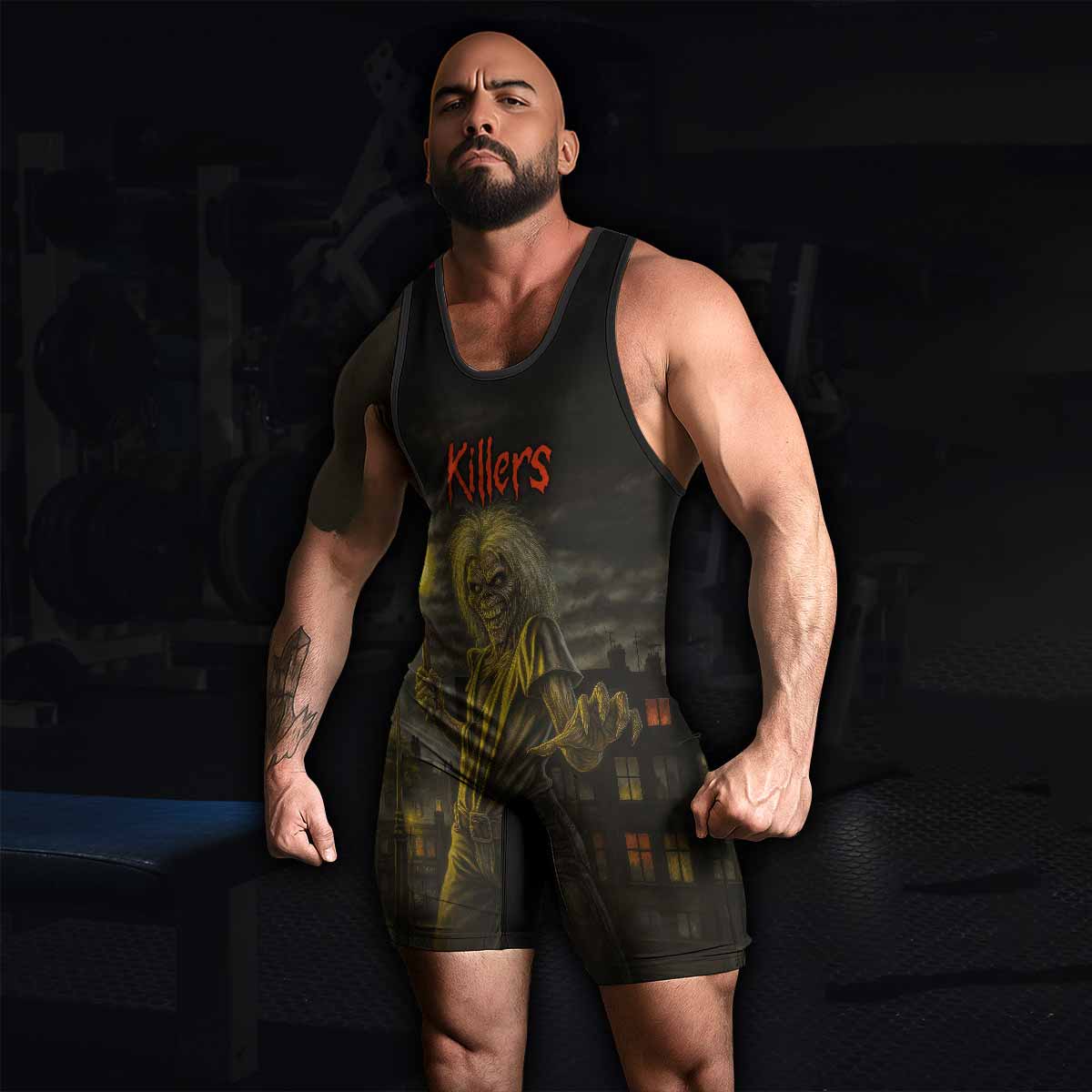 Midnight Slayer Wrestling Singlet - men's lifestyle view
