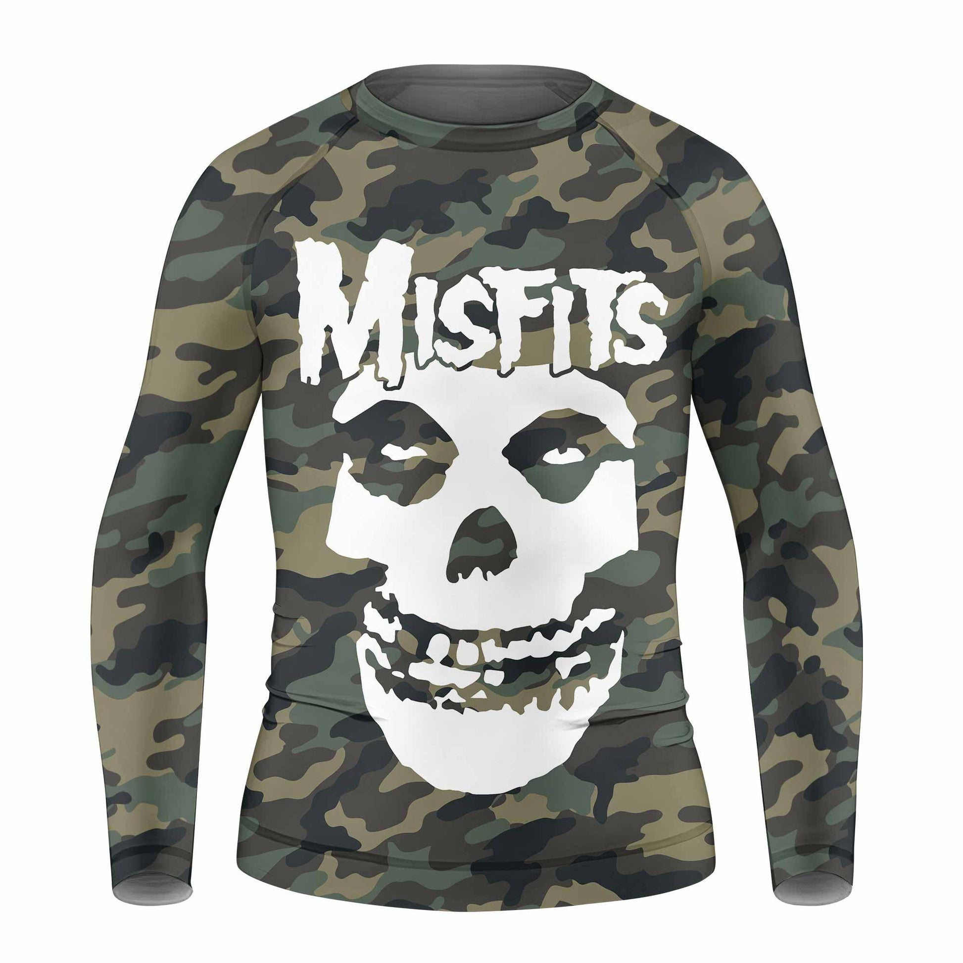 Misfits Camouflage Kids Rash Guard Long Sleeve - front view mockup
