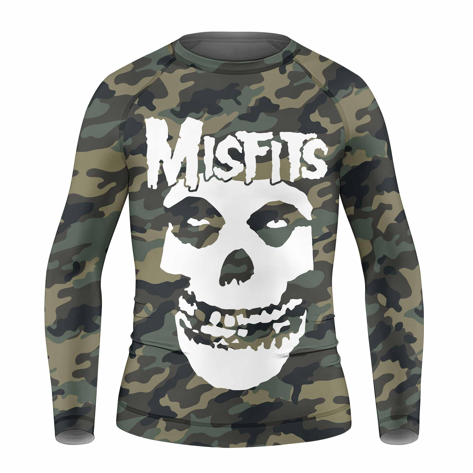 Misfits Camouflage Kids Rash Guard Long Sleeve - front view mockup