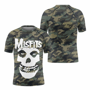 Misfits Camouflage Kids Rash Guard Short Sleeve - front and back view