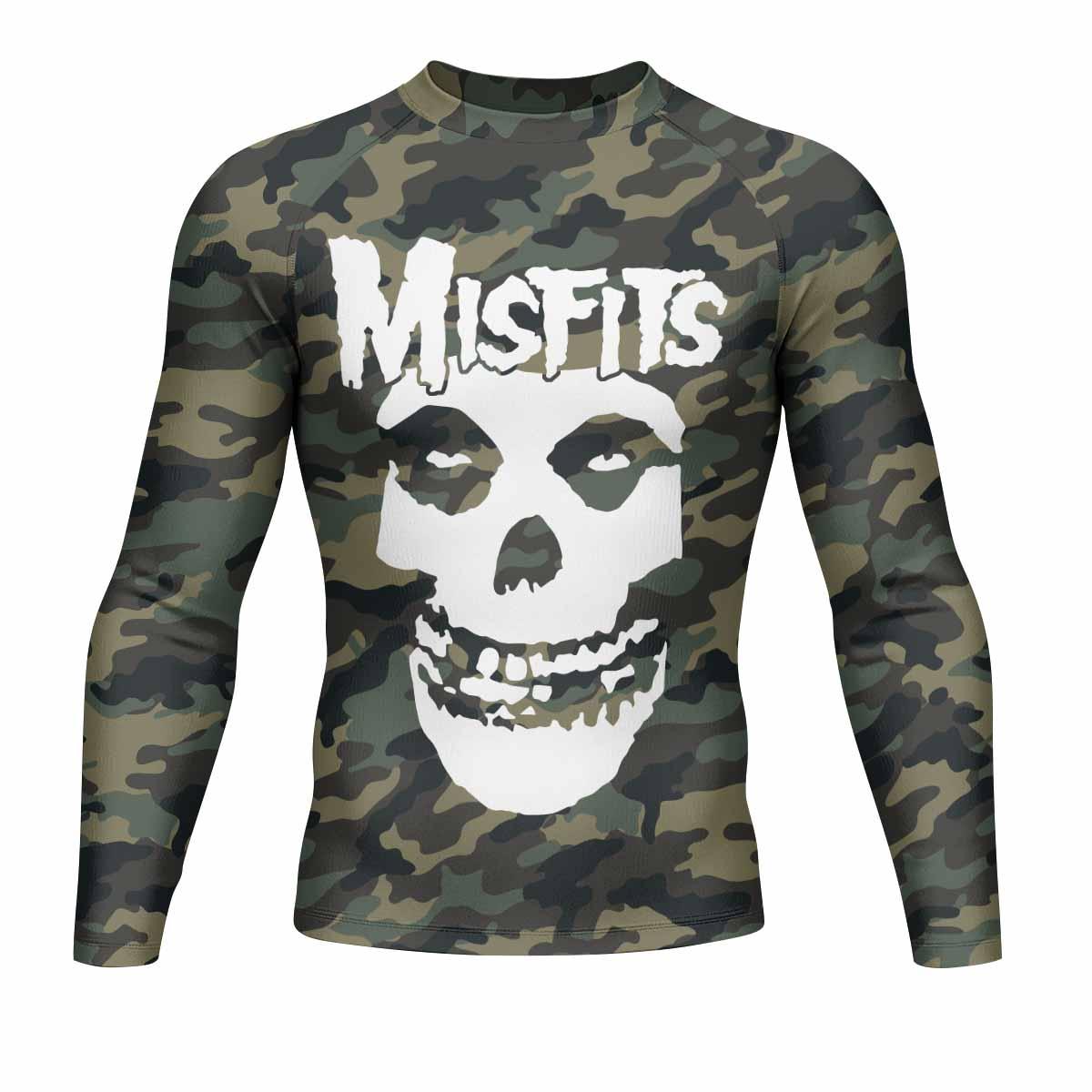 Misfits Camouflage Men's Rash Guard Long Sleeve - front view mockup