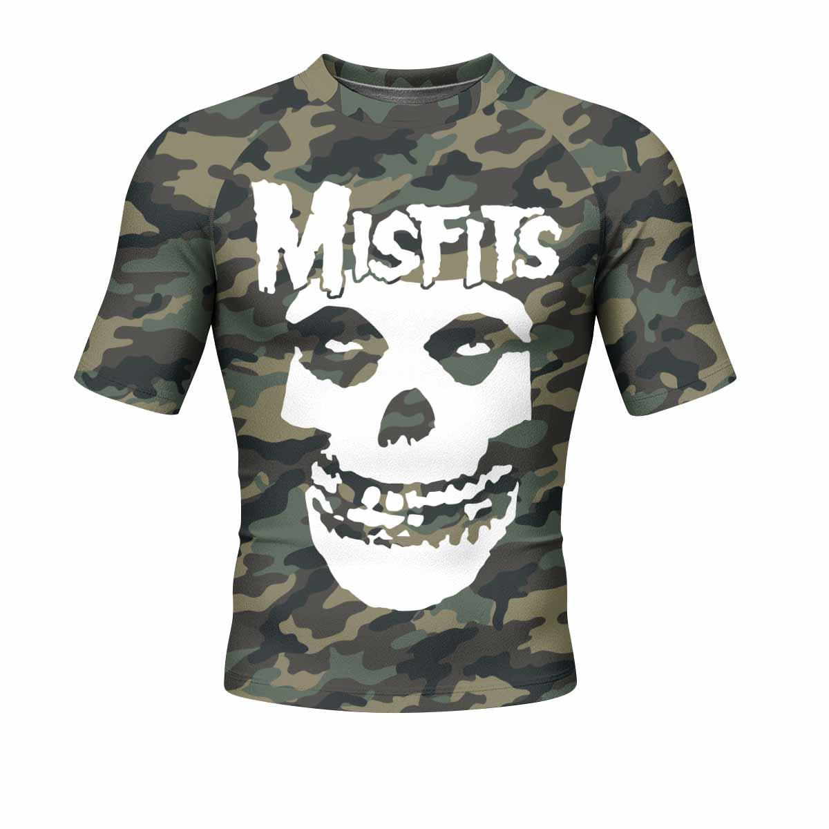 Misfits Camouflage Men's Rash Guard Short Sleeve - front view mockup