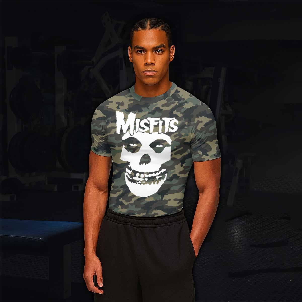 Misfits Camouflage Men's Rash Guard Short Sleeve - lifestyle view