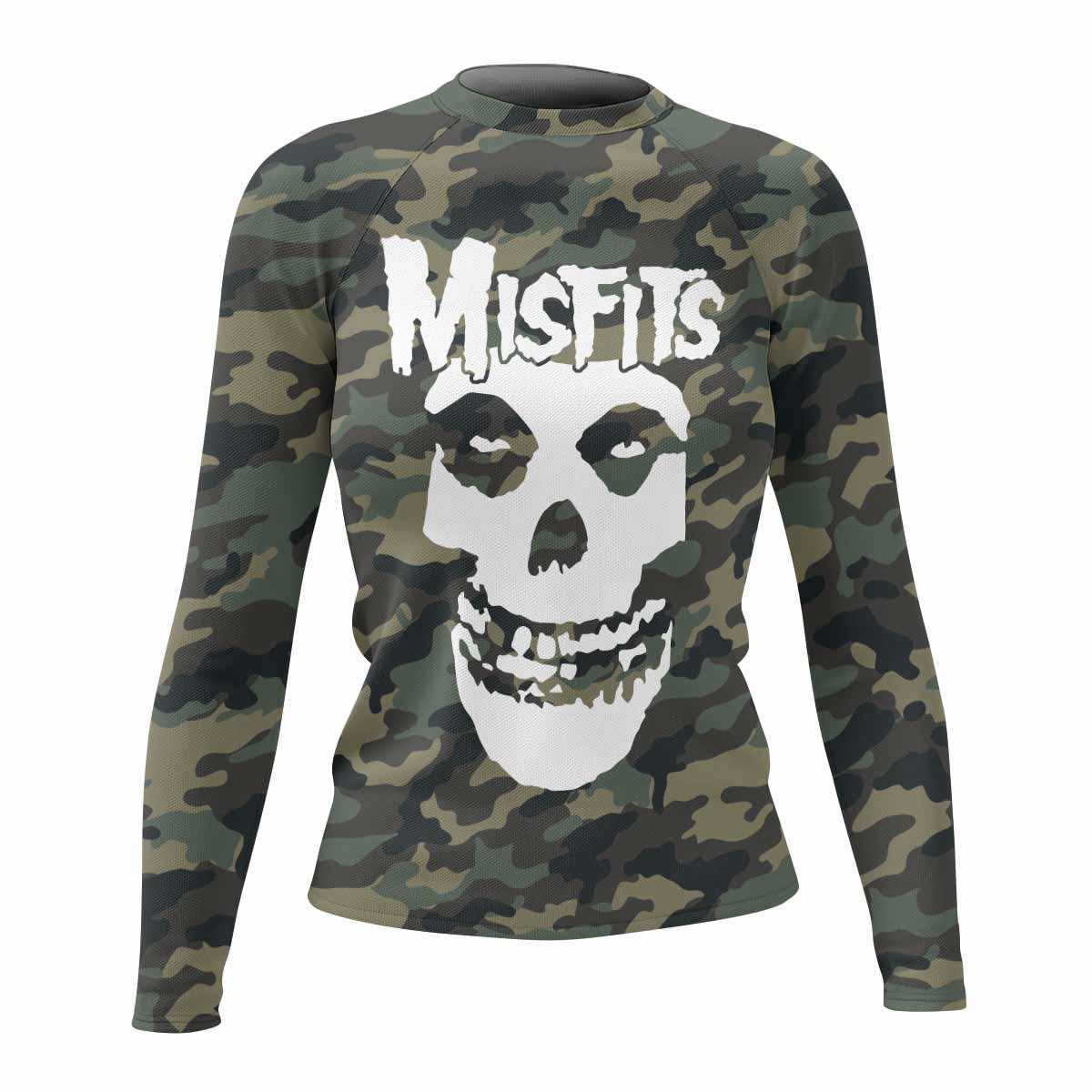 Misfits Camouflage Women's Rash Guard Long Sleeve - front view mockup
