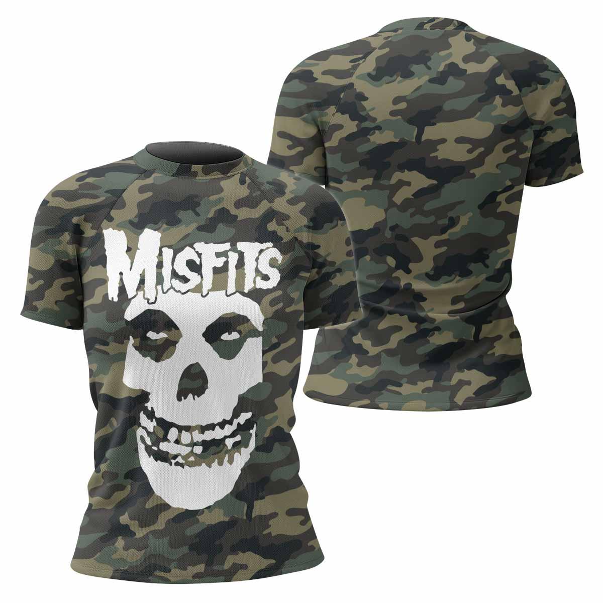 Misfits Camouflage Women's Rash Guard Short Sleeve - front and back view
