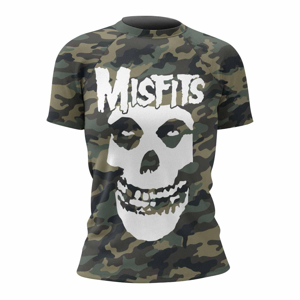 Misfits Camouflage Women's Rash Guard Short Sleeve - front view mockup