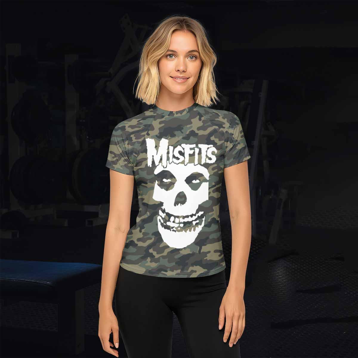 Misfits Camouflage Women's Rash Guard Short Sleeve - lifestyle view
