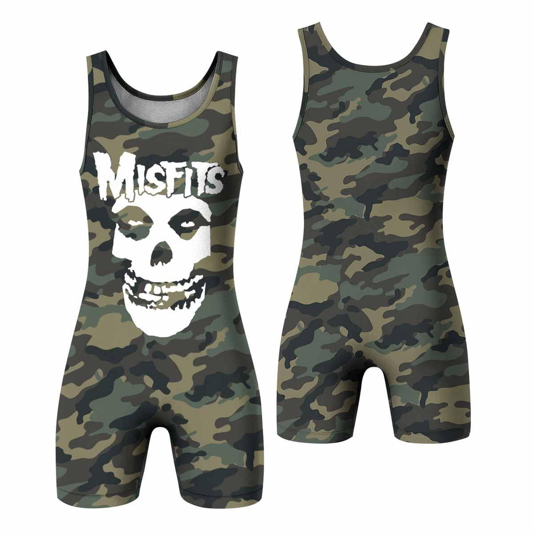 Misfits Camouflage Wrestling Singlet - front and back view