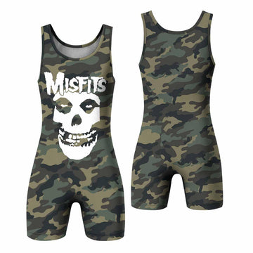 Misfits Camouflage Wrestling Singlet - front and back view