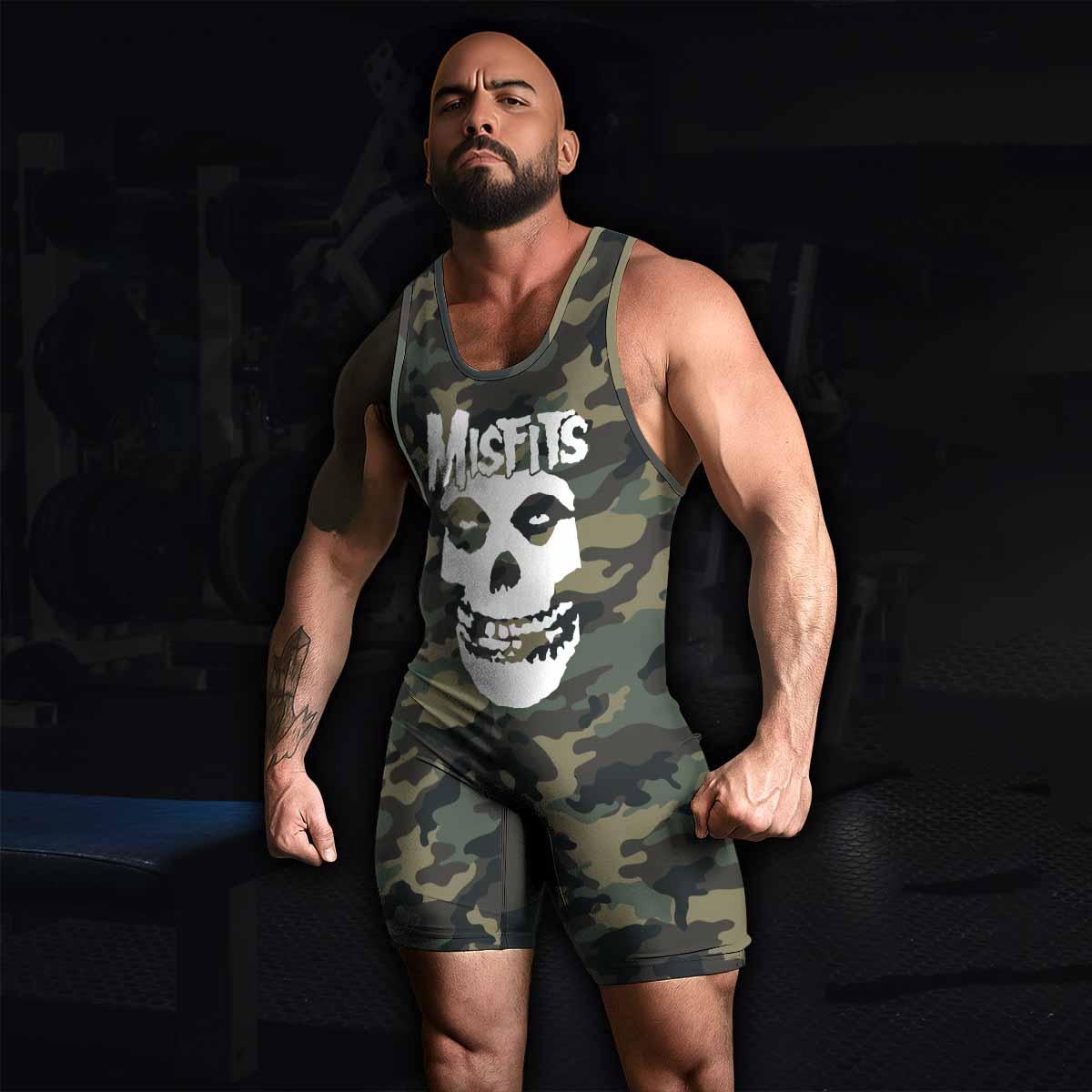 Misfits Camouflage Wrestling Singlet - men's lifestyle view