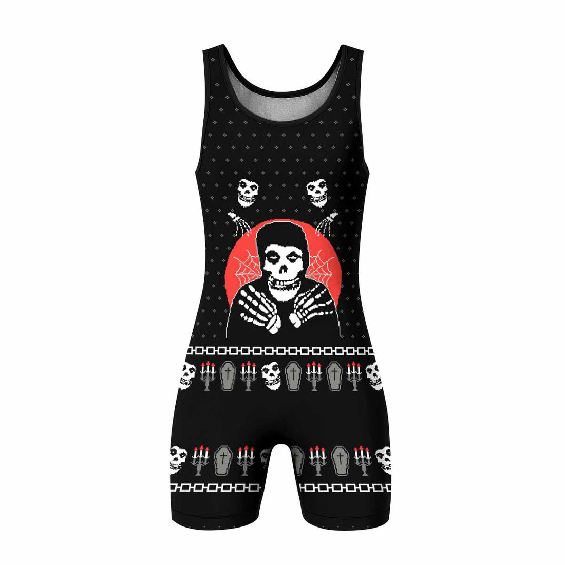 Misfits Christmas Wrestling Singlet - front and back view