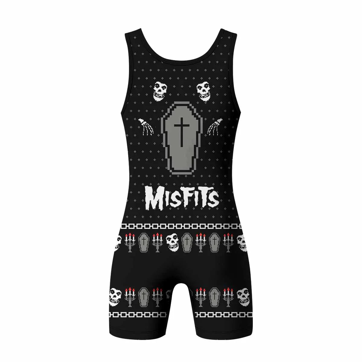 Misfits Christmas Wrestling Singlet - back view mockup