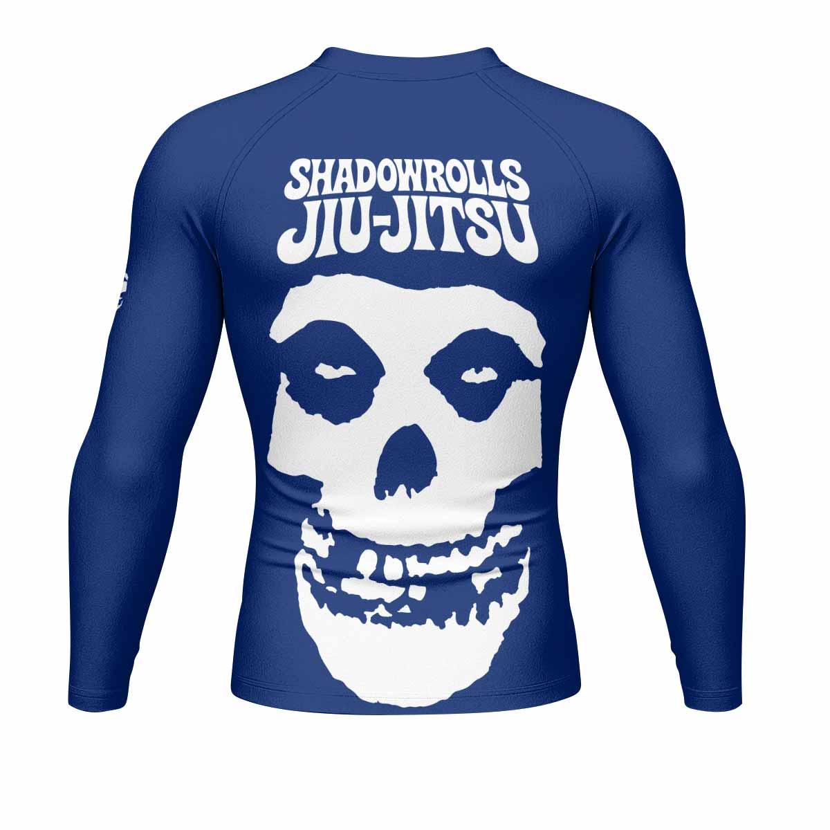 Misfits Skull Jiu-Jitsu - Blue Men's Rash Guard Long Sleeve - back view mockup
