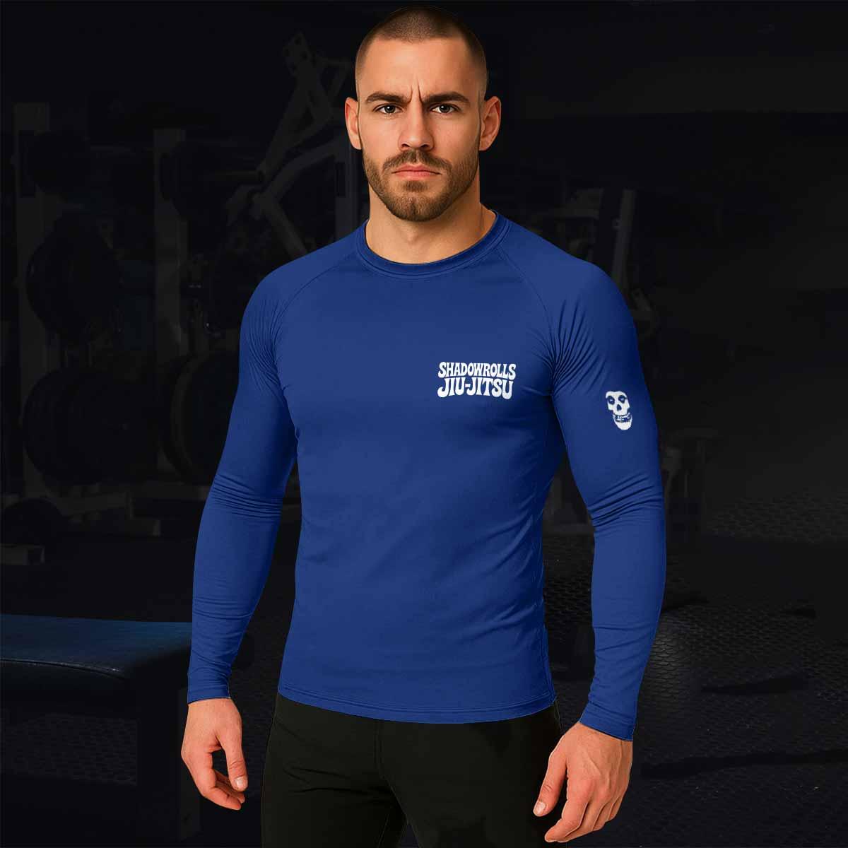 Misfits Skull Jiu-Jitsu - Blue Men's Rash Guard Long Sleeve - lifestyle view