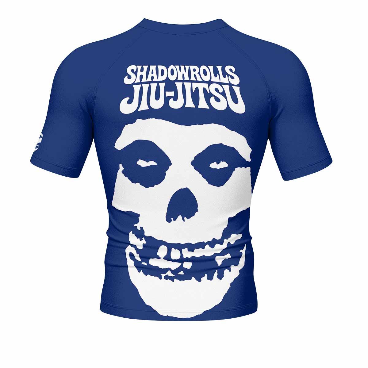 Misfits Skull Jiu-Jitsu - Blue Men's Rash Guard Short Sleeve - back view mockup