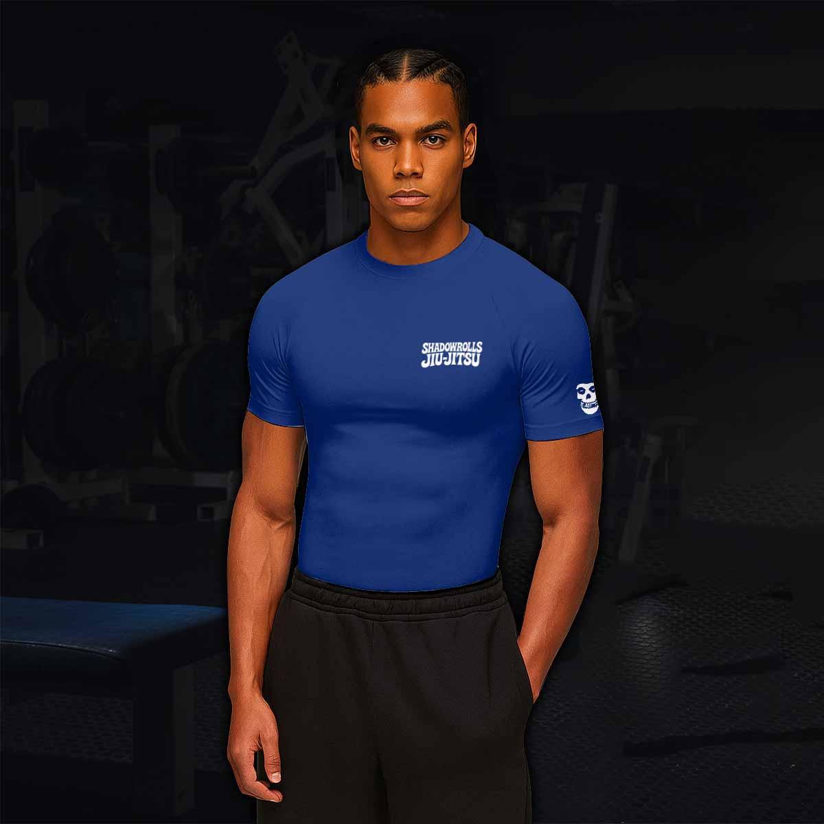 Misfits Skull Jiu-Jitsu - Blue Men's Rash Guard Short Sleeve - lifestyle view