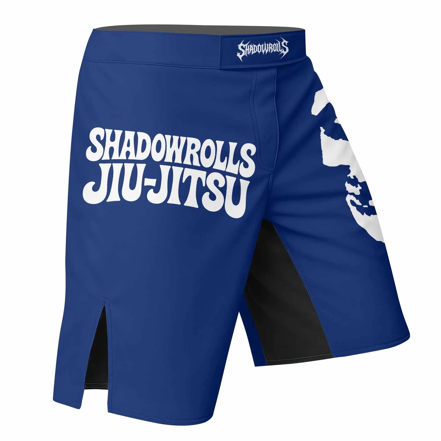 Misfits Skull Jiu-Jitsu - Blue Fight Shorts - right side mockup