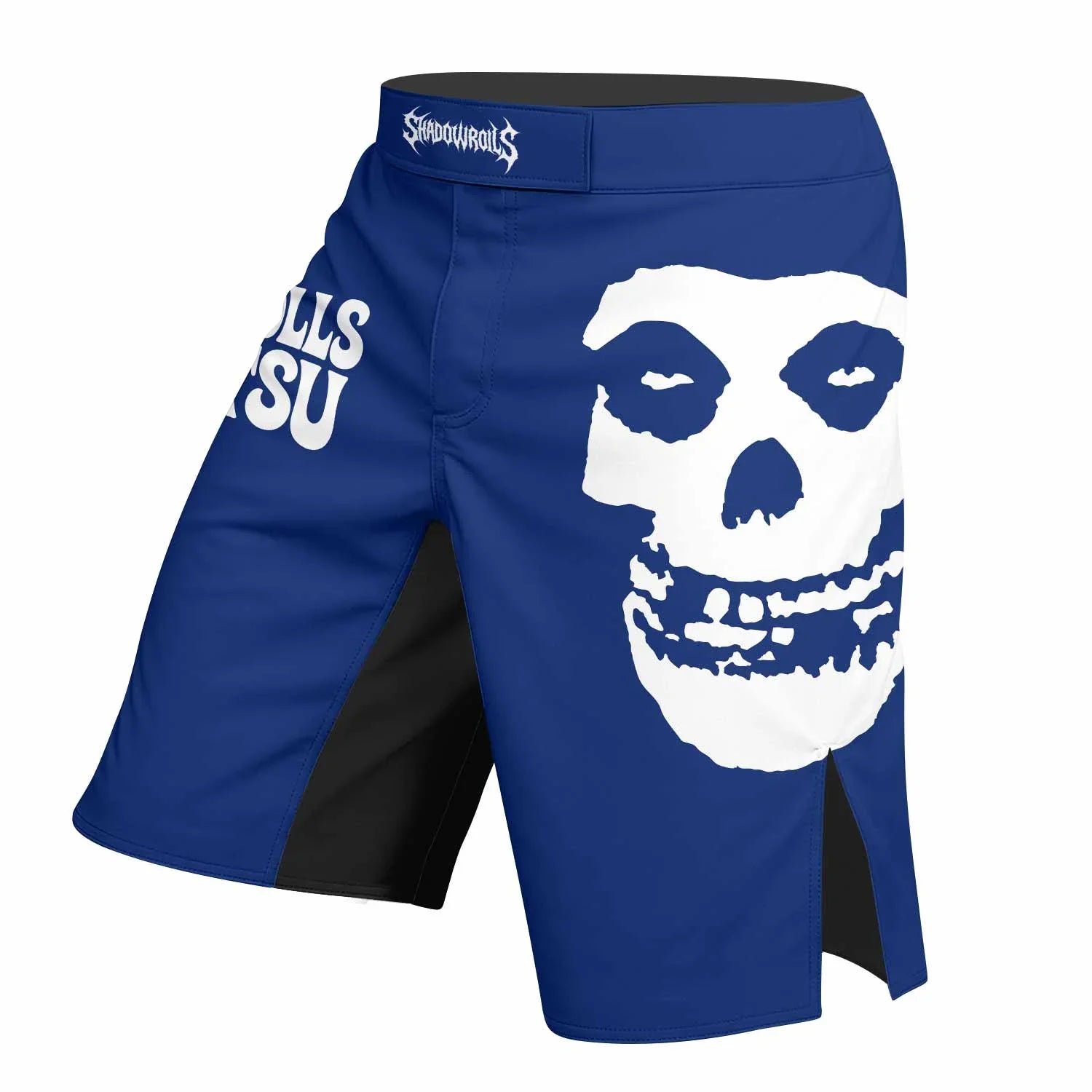 Misfits Skull Jiu-Jitsu - Blue Fight Shorts - left side mockup