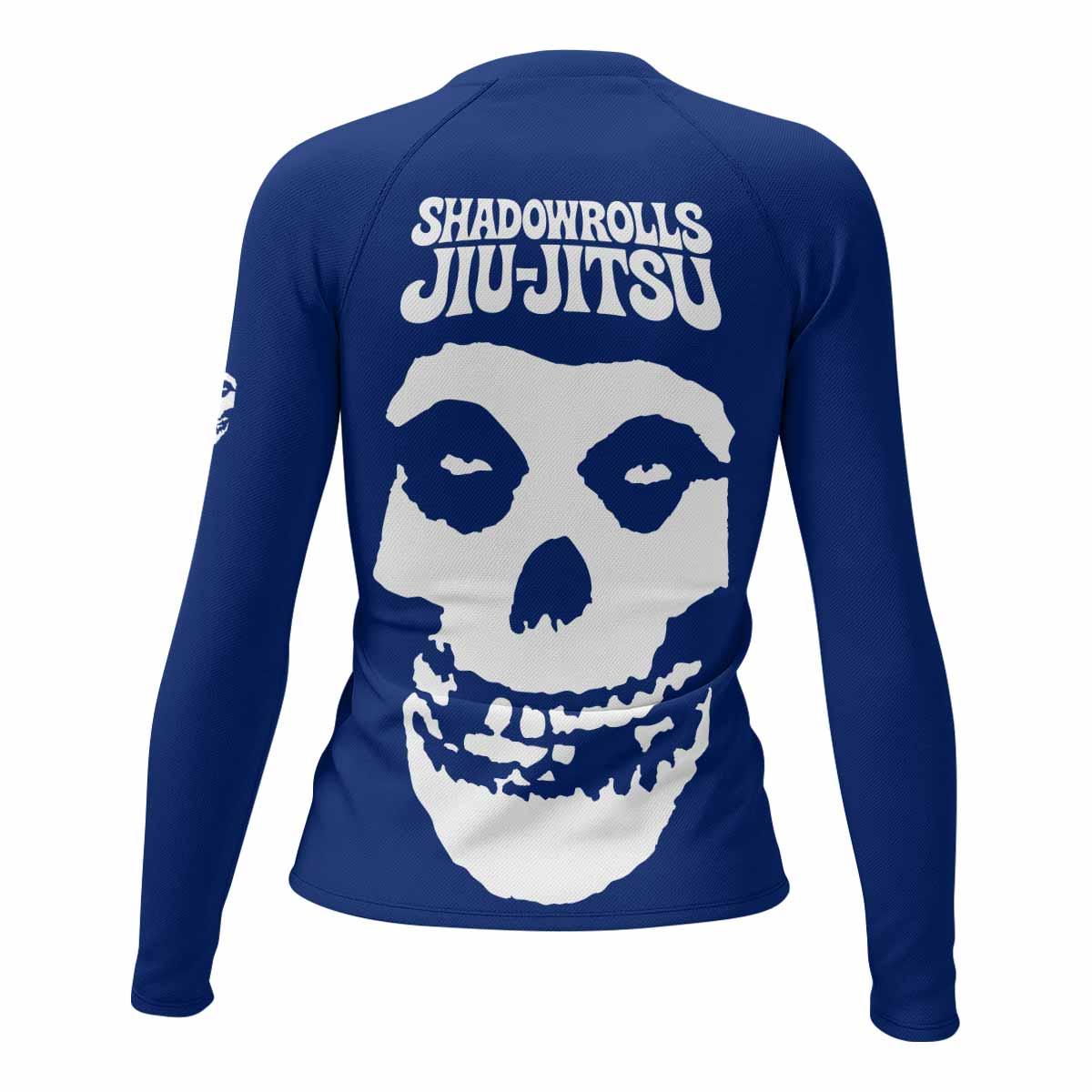 Misfits Skull Jiu-Jitsu - Blue Women's Rash Guard Long Sleeve - back view mockup