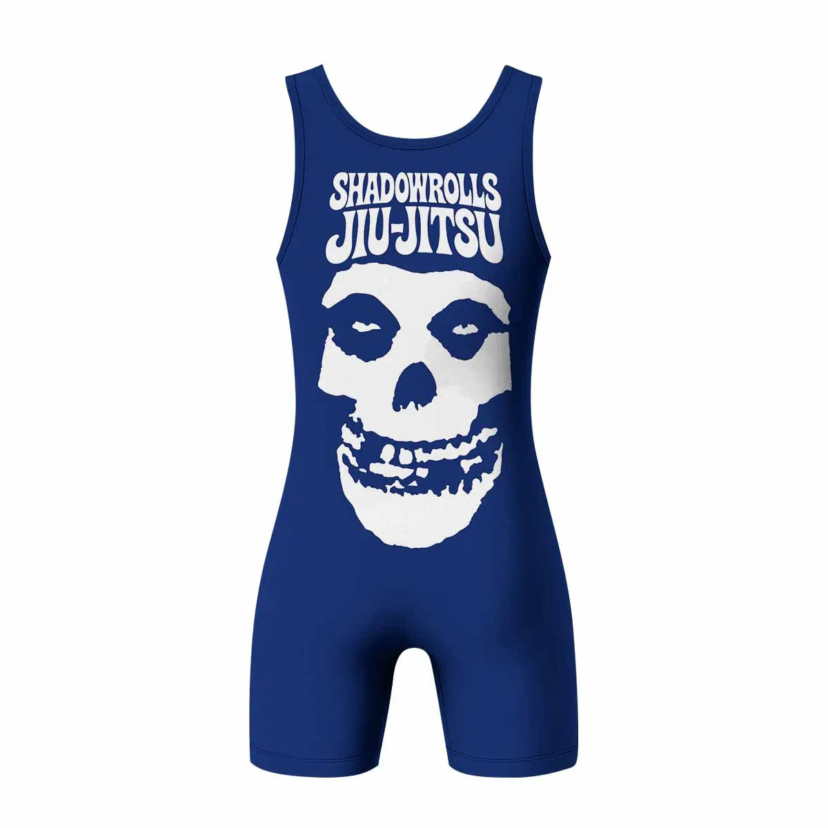Misfits Skull Jiu-Jitsu - Blue Wrestling Singlet - back view mockup