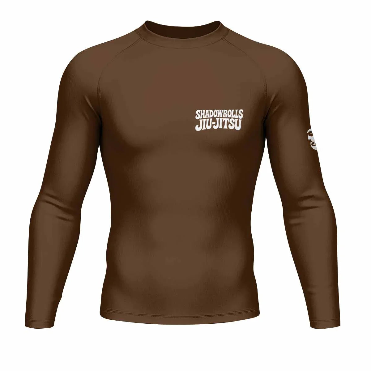 Misfits Skull Jiu-Jitsu - Brown Men's Rash Guard Long Sleeve - front view mockup