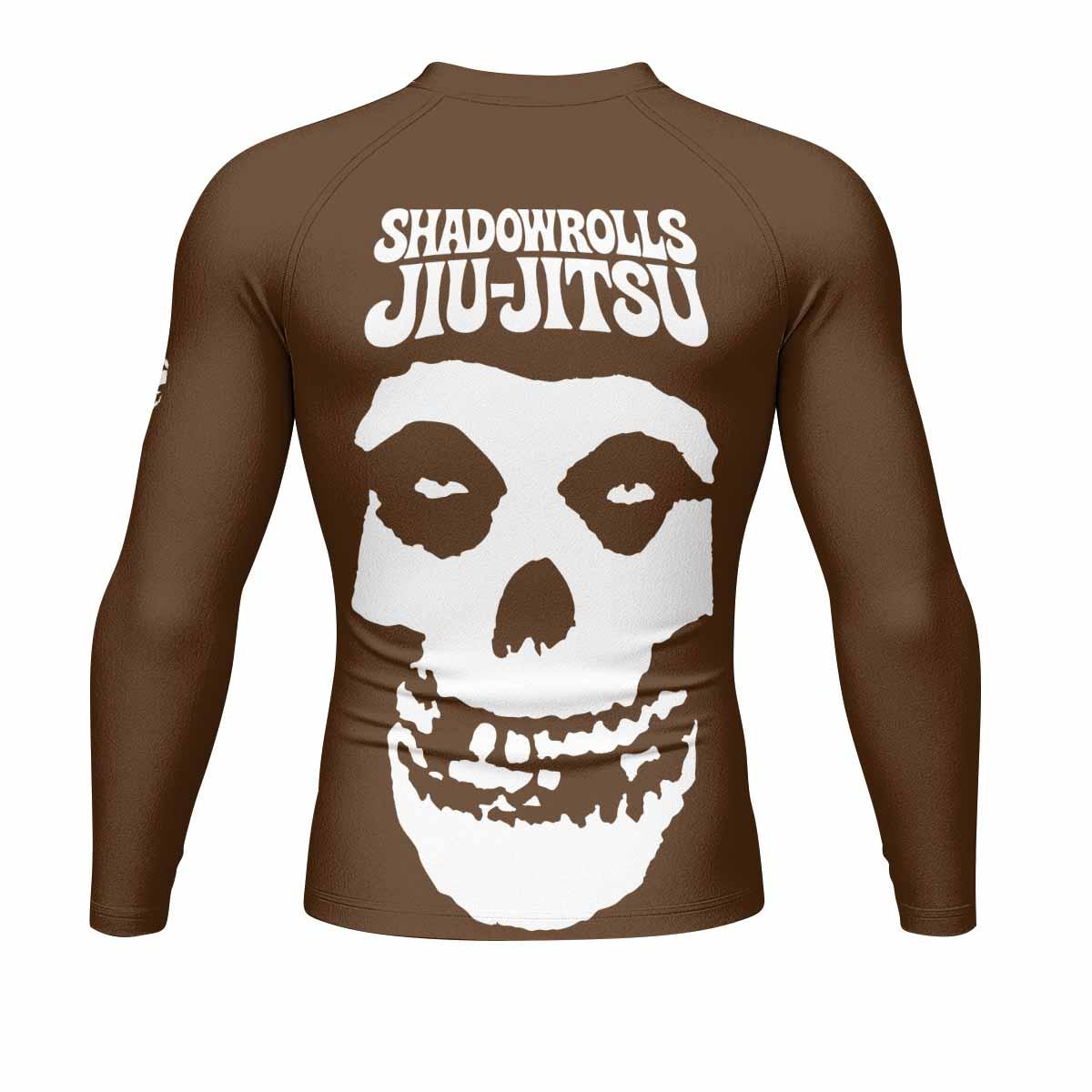 Misfits Skull Jiu-Jitsu - Brown Men's Rash Guard Long Sleeve - back view mockup