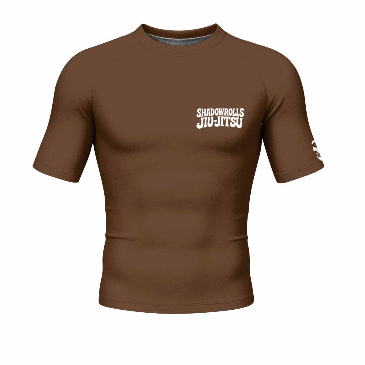 Misfits Skull Jiu-Jitsu - Brown Men's Rash Guard Short Sleeve - front view mockup