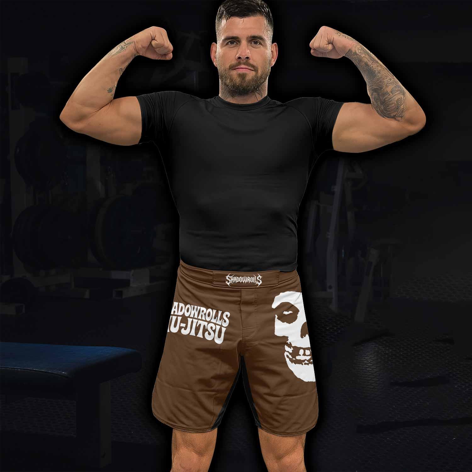 Misfits Skull Jiu-Jitsu - Brown Fight Shorts - lifestyle view