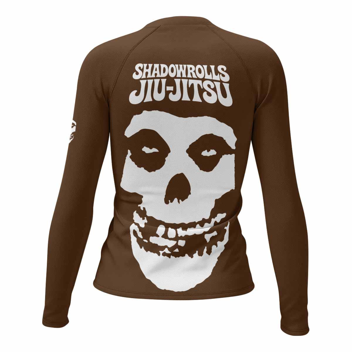 Misfits Skull Jiu-Jitsu - Brown Women's Rash Guard Long Sleeve - back view mockup