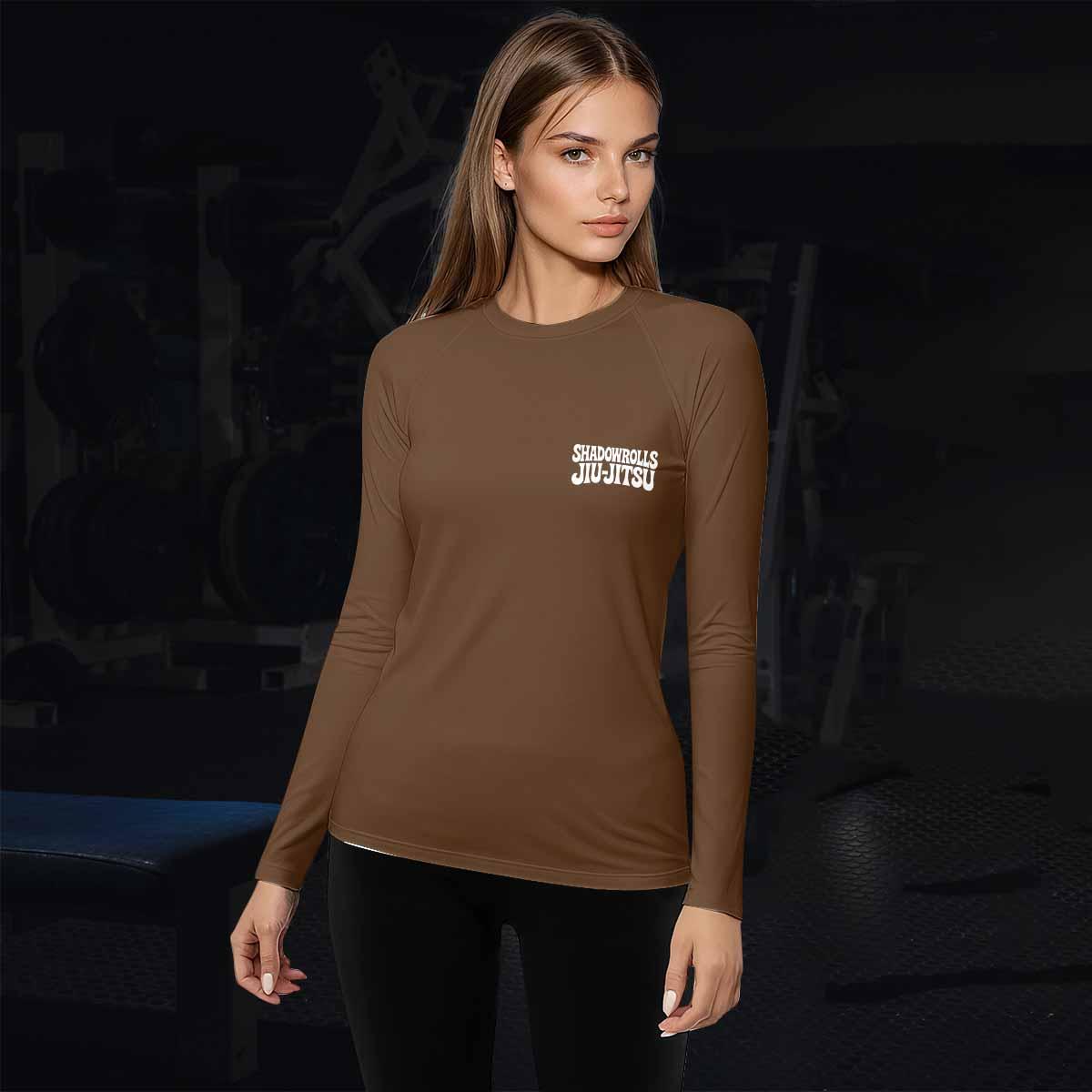 Misfits Skull Jiu-Jitsu - Brown Women's Rash Guard Long Sleeve - lifestyle view