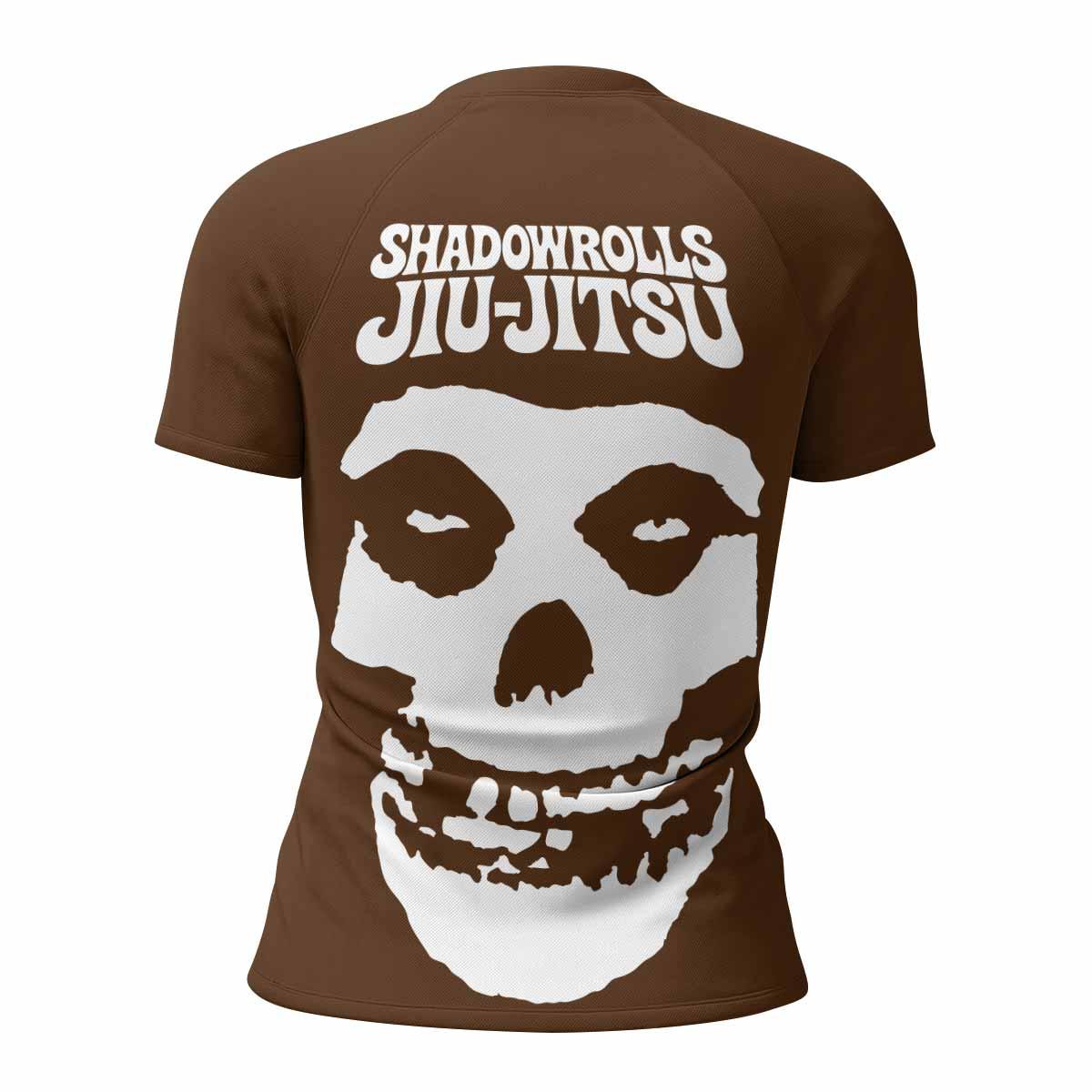 Misfits Skull Jiu-Jitsu - Brown Women's Rash Guard Short Sleeve - back view mockup