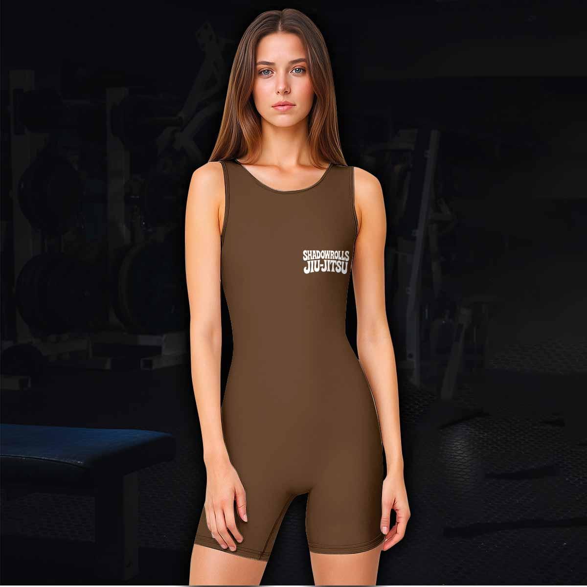 Misfits Skull Jiu-Jitsu - Brown Wrestling Singlet - women's lifestyle view