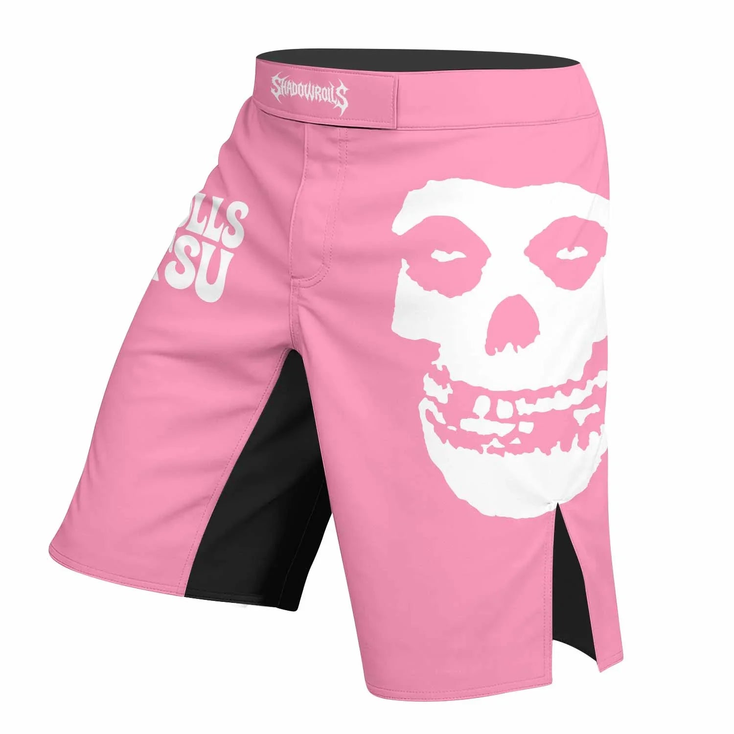 Misfits Skull Jiu-Jitsu - Pink Fight Shorts - left side mockup