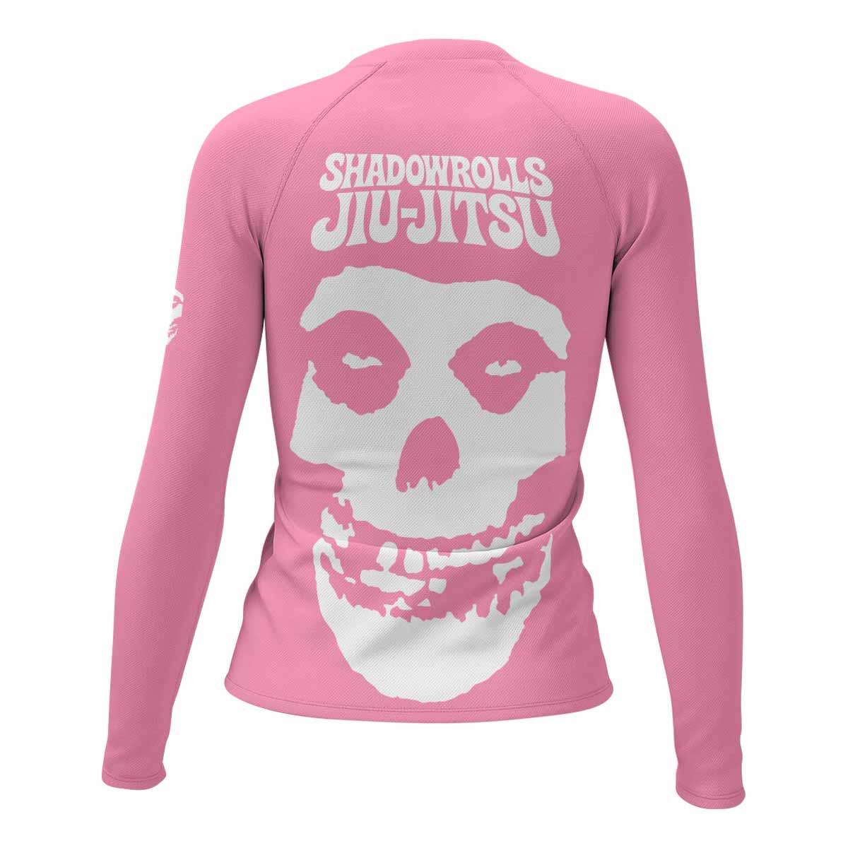 Misfits Skull Jiu-Jitsu - Pink Women's Rash Guard Long Sleeve - back view mockup