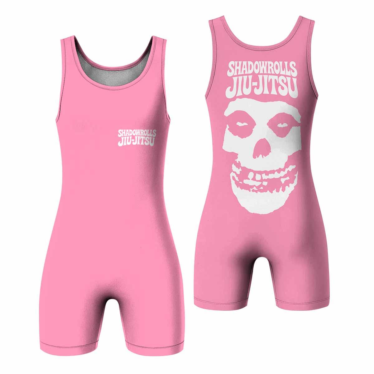 Misfits Skull Jiu-Jitsu - Pink Wrestling Singlet - front and back view