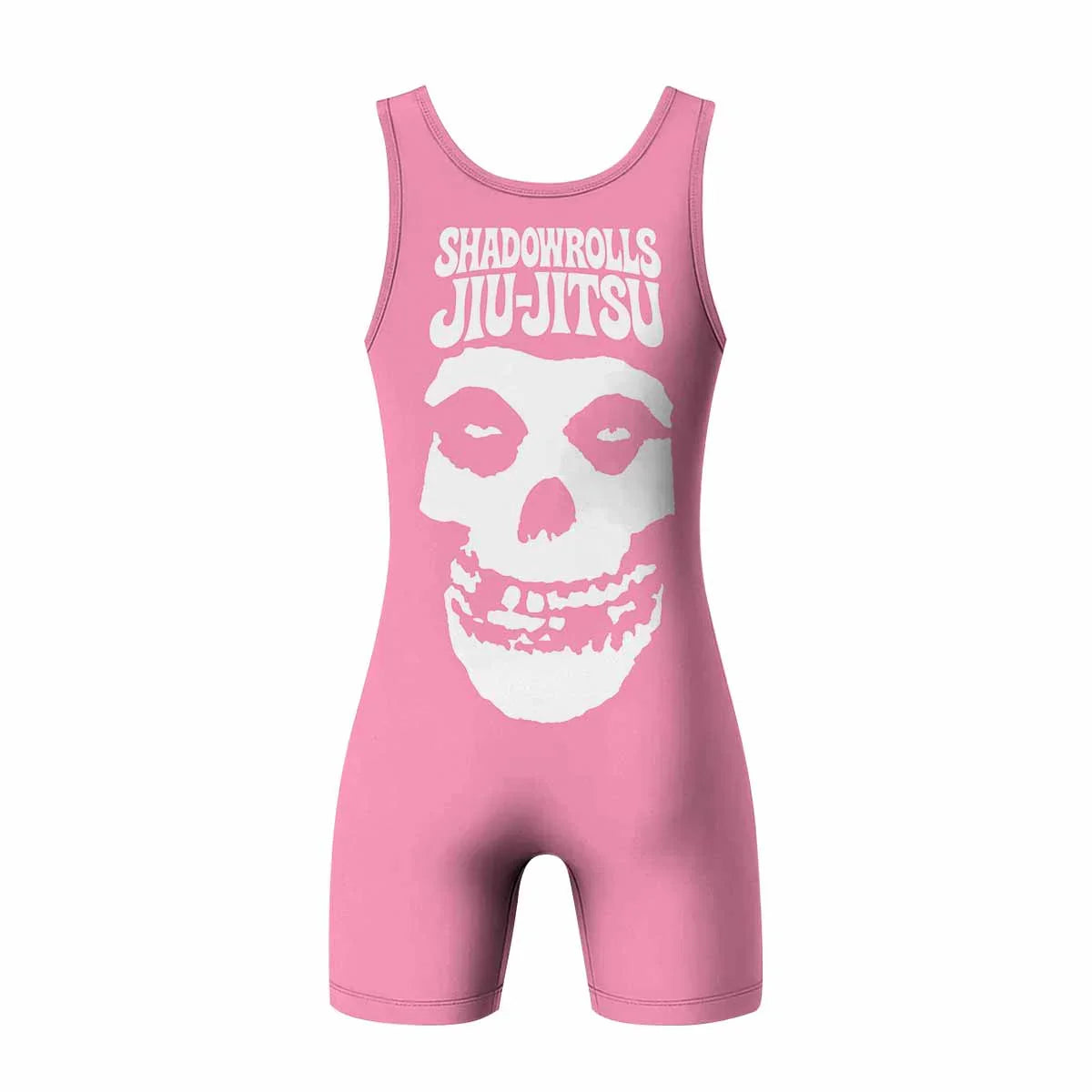Misfits Skull Jiu-Jitsu - Pink Wrestling Singlet - back view mockup