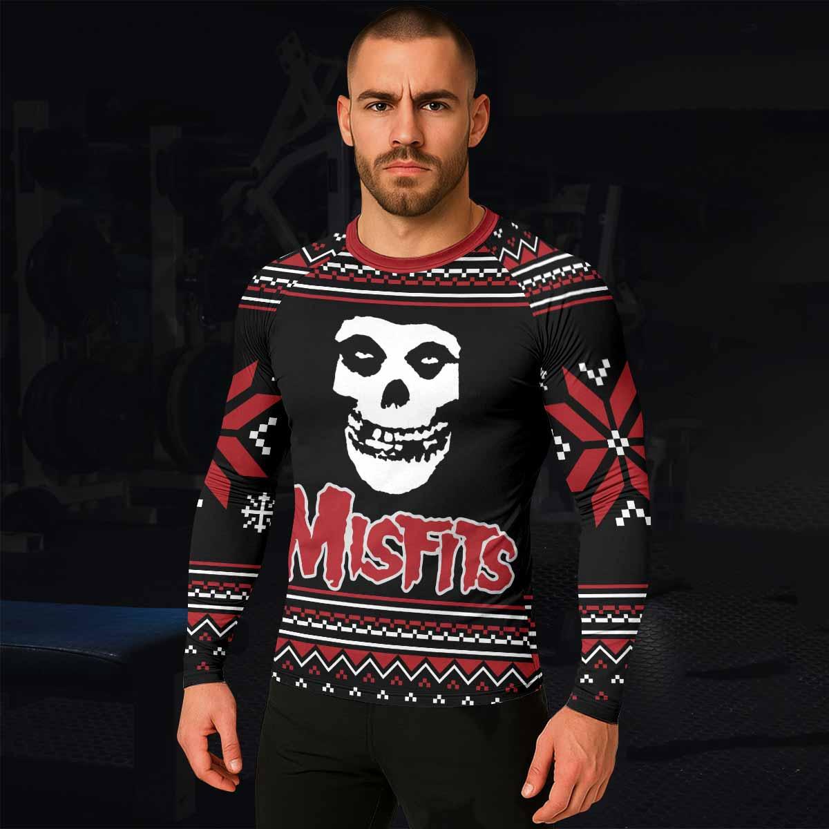 Misfits Skull Punk Rock Band Men's Rash Guard Long Sleeve - lifestyle view