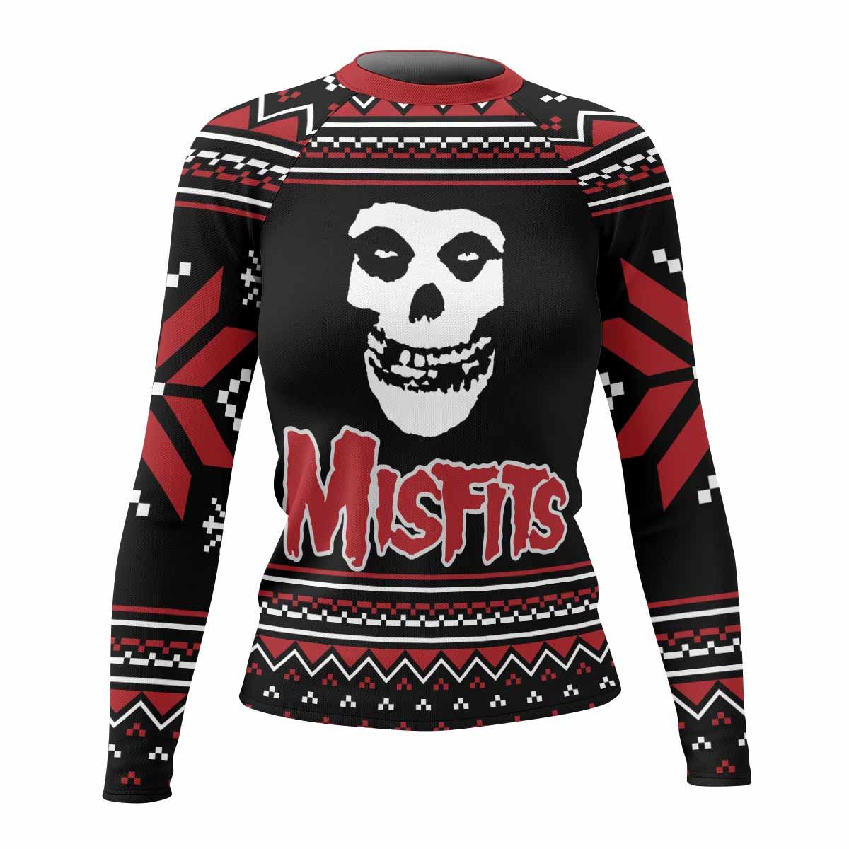 Misfits Skull Punk Rock Band Women's Rash Guard Long Sleeve - front view mockup