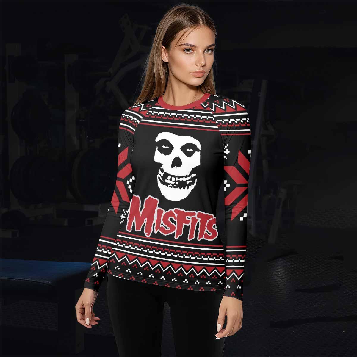 Misfits Skull Punk Rock Band Women's Rash Guard Long Sleeve - lifestyle view