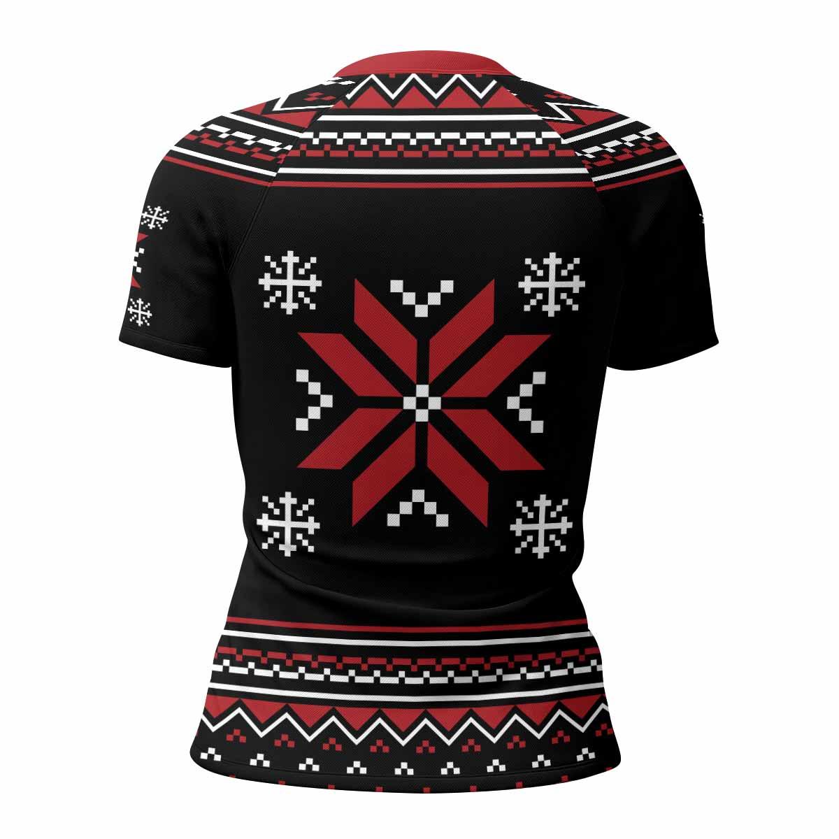 Misfits Skull Punk Rock Band Women's Rash Guard Short Sleeve - back view mockup