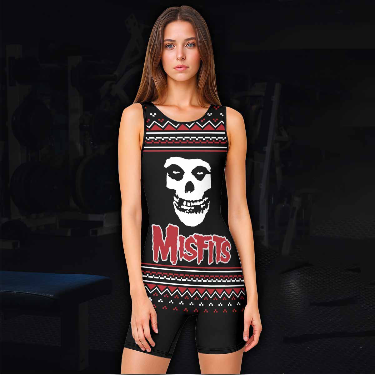 Misfits Skull Punk Rock Band Wrestling Singlet - women's lifestyle view