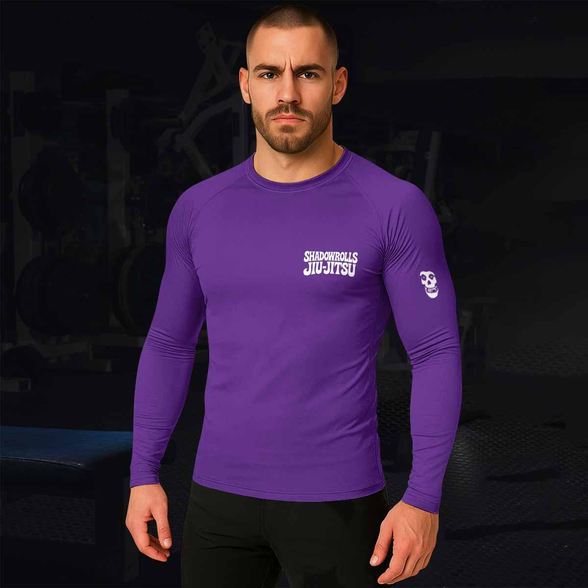 Misfits Skull Jiu-Jitsu - Purple Men's Rash Guard Long Sleeve - lifestyle view