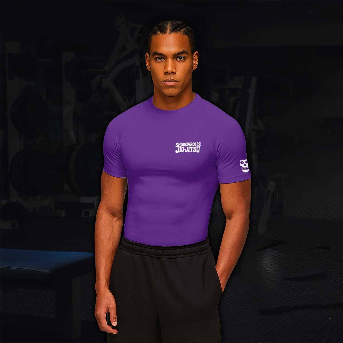 Misfits Skull Jiu-Jitsu - Purple Men's Rash Guard Short Sleeve - lifestyle view