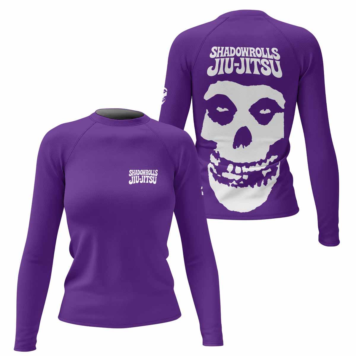 Misfits Skull Jiu-Jitsu - Purple Women's Rash Guard Long Sleeve - front and back view