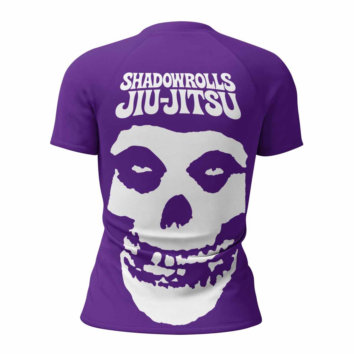 Misfits Skull Jiu-Jitsu - Purple Women's Rash Guard Short Sleeve - back view mockup