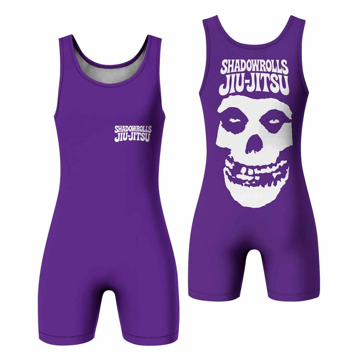 Misfits Skull Jiu-Jitsu - Purple Wrestling Singlet - front and back view