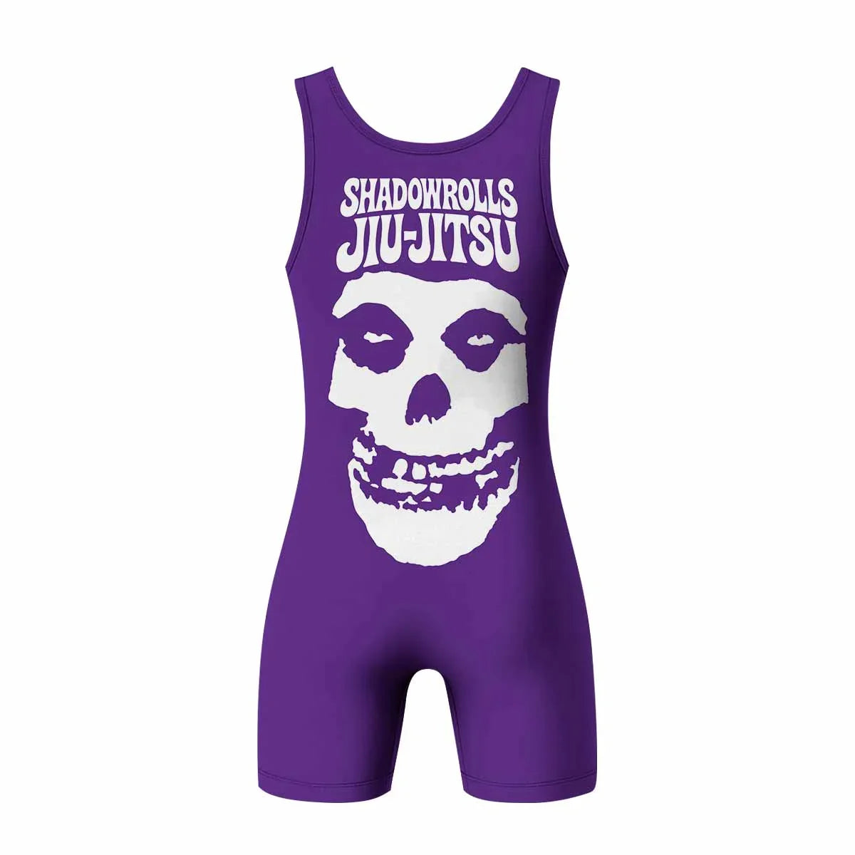 Misfits Skull Jiu-Jitsu - Purple Wrestling Singlet - back view mockup